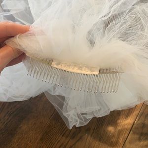 Gorgeous Amsale wedding veil with lace trim